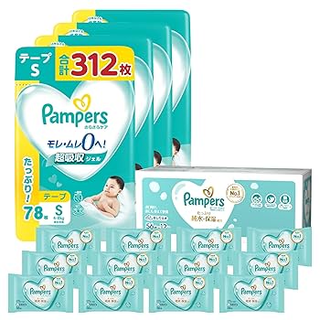 Pampers Sサイズ62枚 テープ・パンツセット、ミルク関連用品 パンパース おむつ パンツ Sサイズ（4～8kg）1ケース（62枚入×4